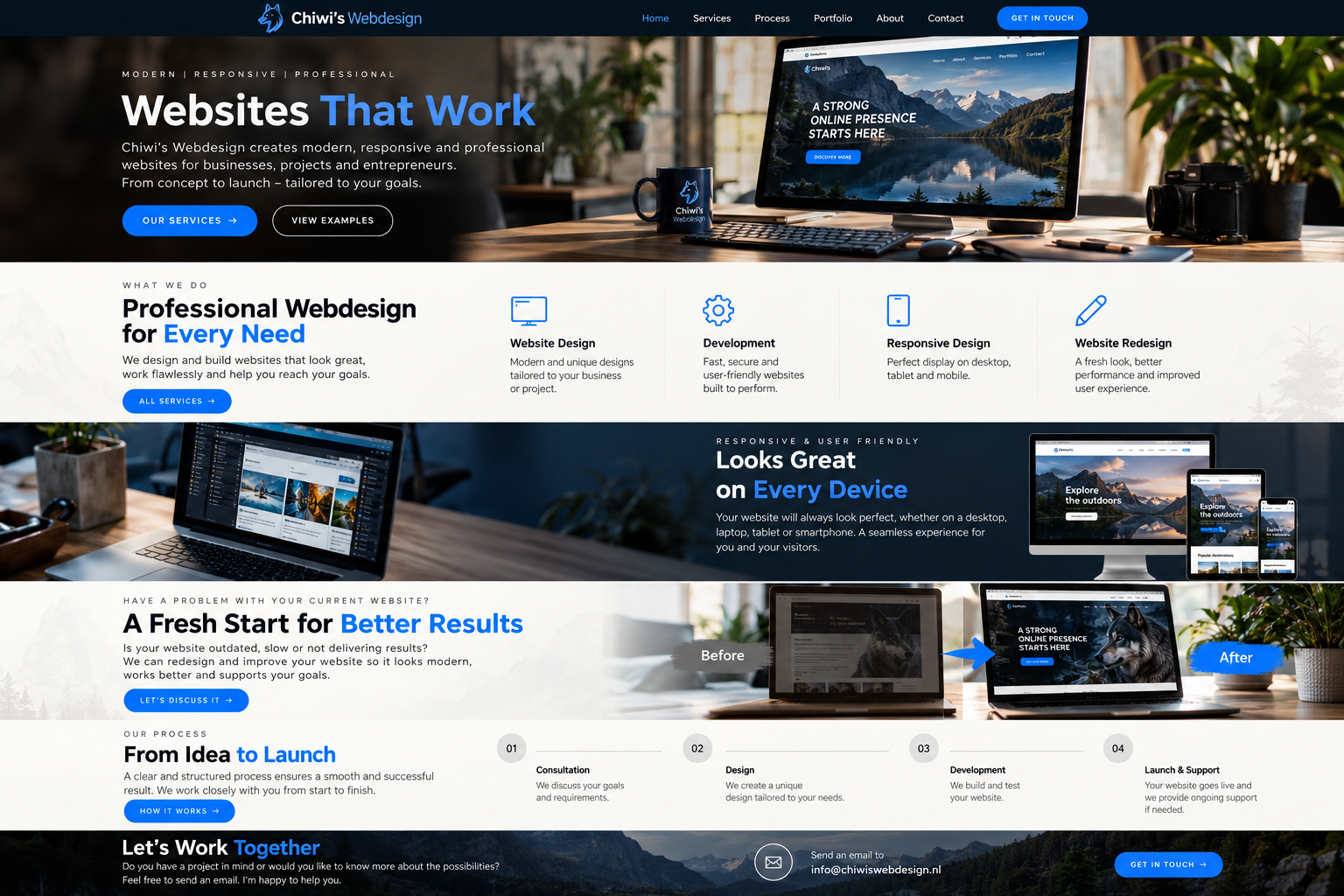 Professional Chiwi's Webdesign studio presentation showing a modern website concept.